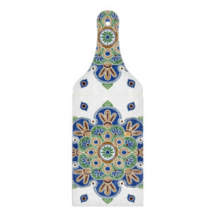 Paddle Shaped Medallion Glass Cutting Board 