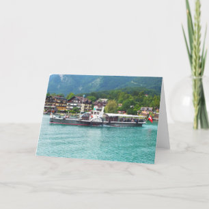 Paddle steamer boat holiday card