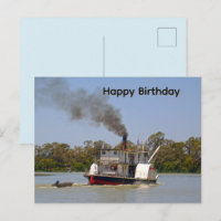Paddle Steamer Cruising River Murray Bday Postcard