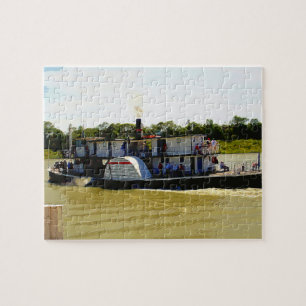 Paddle Steamer On River Watercolour, Jigsaw Puzzle