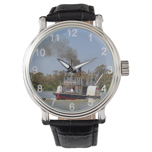 Paddle Steamer River Murray, Mens Wristwatch (Front)