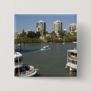 Paddle Steamers, Brisbane River, Brisbane, 15 Cm Square Badge