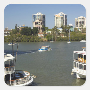 Paddle Steamers, Brisbane River, Brisbane, Square Sticker