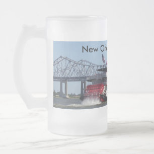 Paddle Wheeler Frosted Glass Beer Mug