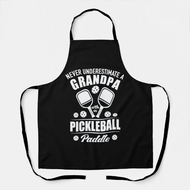 Paddleball - Grandpa With A Pickleball Paddle  Apron (Front)