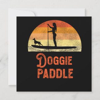 Paddleboard Doggie Paddle Girl Dog Retro Vintage Invitation