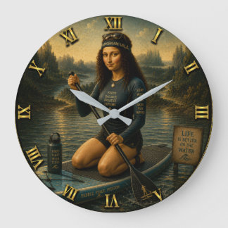 Paddleboard Funny Mona Lisa SUP Gift for Paddle Large Clock