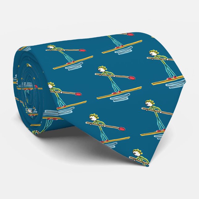 Paddleboard Stickman Tie (Rolled)