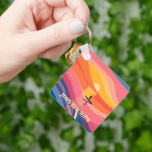 Paddleboard Sunset Abstract Landscape Keychain