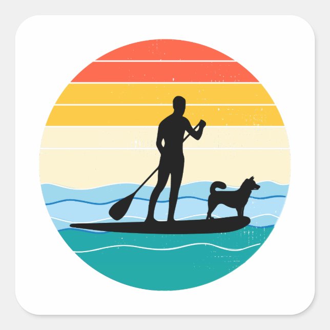 Paddleboarding Paddleboard Paddle Water sports Dog Square Sticker (Front)