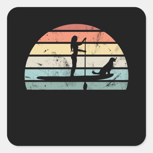 Paddleboarding Sunset Gift for Women Square Sticker (Front)