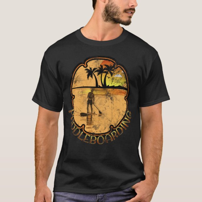 Paddleboarding Sunset Weathered  T-Shirt (Front)