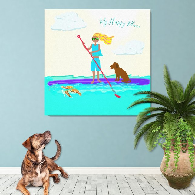 Paddleboarding SUP Happy Place Wall Canvas (Creator Uploaded)