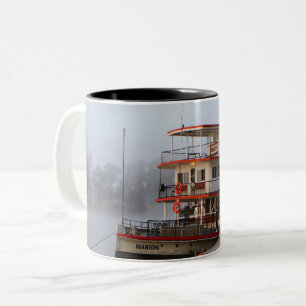 Paddlesteamer in the mist Two-Tone coffee mug