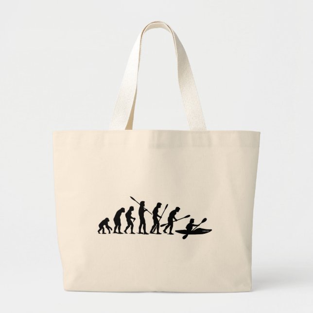 Paddling Evolution (kayak) Large Tote Bag (Front)
