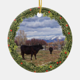 Paddock Cattle Ceramic Tree Decoration
