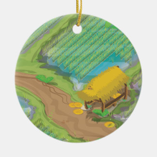 Paddy field of the far east ceramic tree decoration