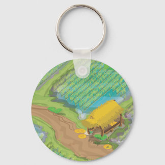 Paddy field of the far east key ring