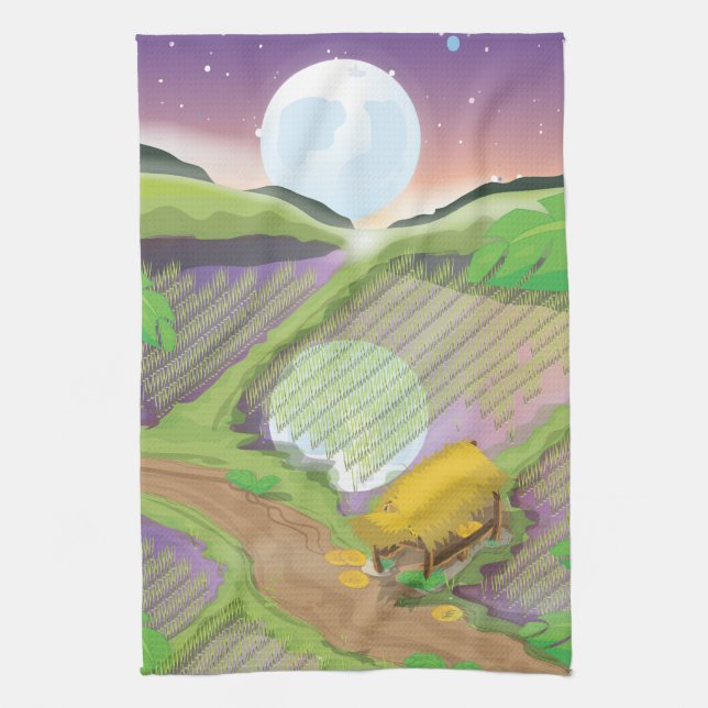 Paddy field of the far east tea towel (Vertical)