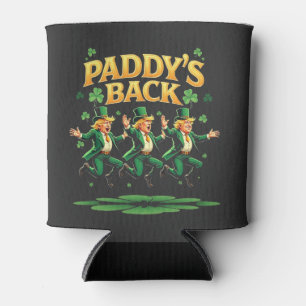 Paddy's Back Funny Trump St Patrick Day Leopard Can Cooler