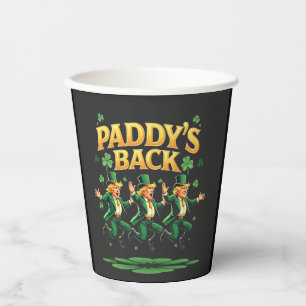 Paddy's Back Funny Trump St Patrick Day Leopard Paper Cups