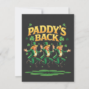 Paddy's Back Funny Trump St Patrick Day Leopard Thank You Card
