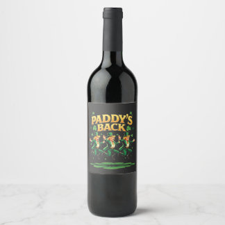Paddy's Back Funny Trump St Patrick Day Leopard Wine Label