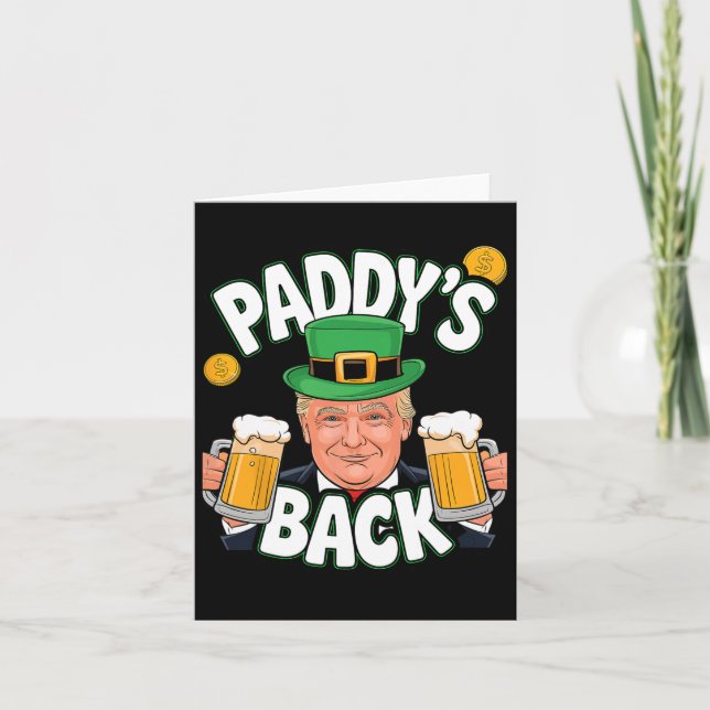 Paddy's Back Funny Trump St. Patrick’s Day Shamroc Card (Front)