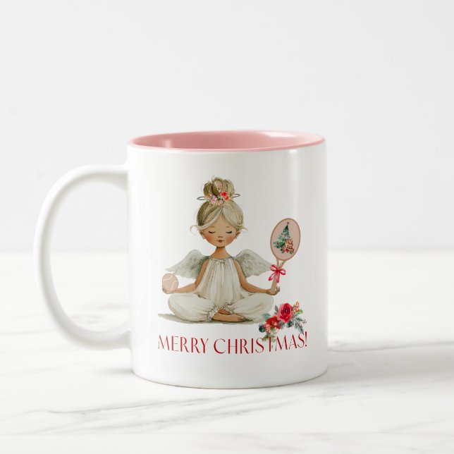 Padel Christmas Mug – A Holiday Padel Angel (Left)