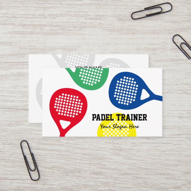 Padel coach trainer business card template (Front/Back In Situ)