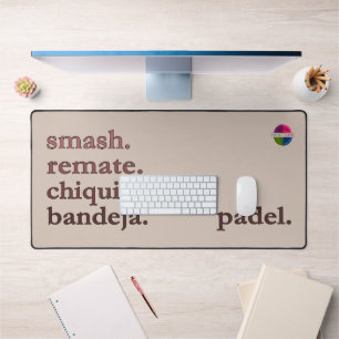 Padel Desk Mat - Word Vibe Taupe Brown