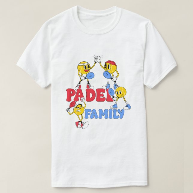 Padel Family | Retro Cartoon T-Shirt (Design Front)