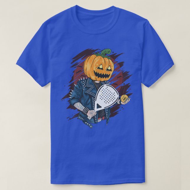 Padel Halloween Pumpkin Holding A Paddle Tennis Ra T-Shirt (Design Front)