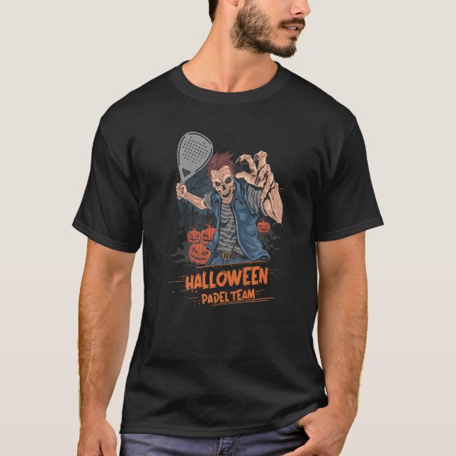 Padel Halloween Zombie Pumpkins And Paddle Tennis  T-Shirt (Front)