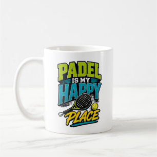 Padel Is My Happy Place Retro Sports Coffee Mug