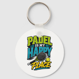 Padel Is My Happy Place Retro Sports Key Ring