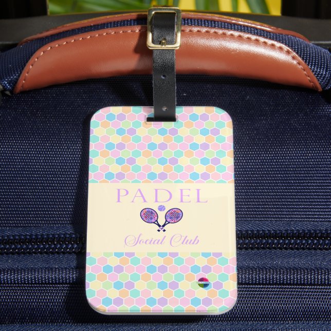 Padel Luggage Tag - Social Club Brights & Lilac (Front Insitu 2)
