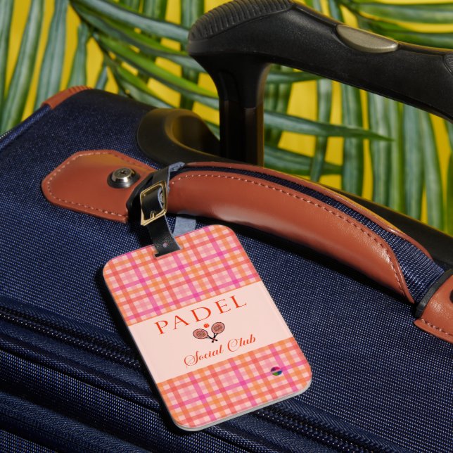 Padel Luggage Tag - Social Club Gingham Brights (Front Insitu 1)