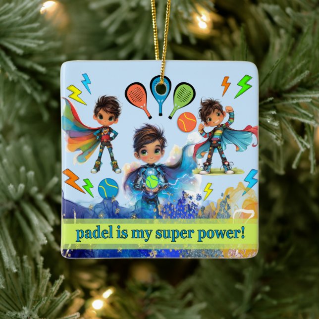 PADEL ORNAMENT – PADEL BOYS SUPERHEROES BLUE (Tree)