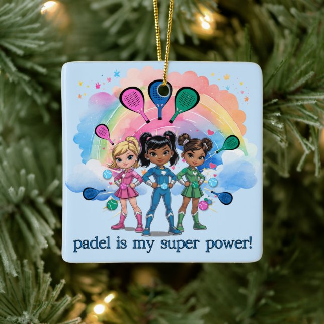 PADEL ORNAMENT – PADEL GIRLS SUPERHEROES BLUE (Tree)