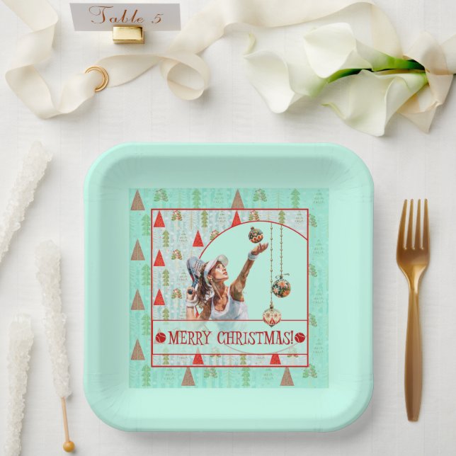 Padel Paper Plate – Padel Retro Christmas (Wedding)