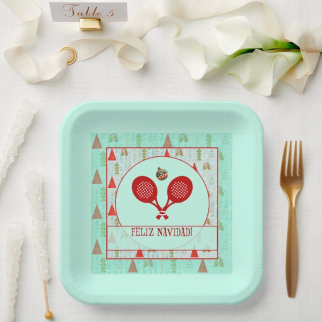 Padel Paper Plate – Padel Retro Christmas (Wedding)