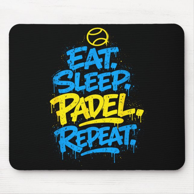 Padel player funny repeat design  mouse mat (Front)