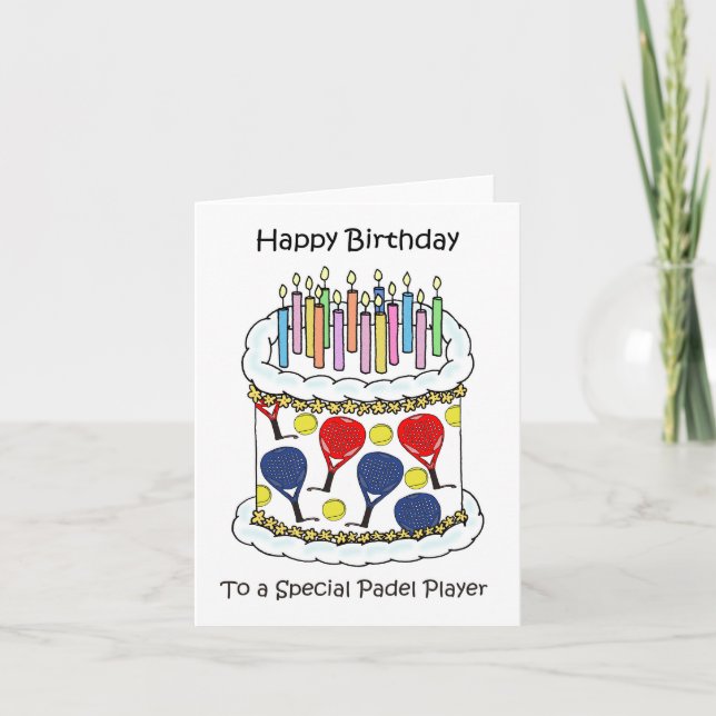 Padel Tennis Happy Birthday Card (Front)