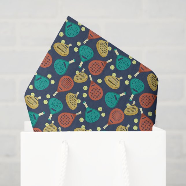Padel Tennis Rackets and Balls Patterned Tissue Paper (Gift Bag)