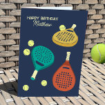 Padel Tennis Rackets and Balls Personalised Card<br><div class="desc">Wish your favourite padel player a happy birthday or customise this greeting card with a message of your own choice. All the text on the front and on the inside of the card can be personalised with your own message. It features illustrations of padel tennis rackets and balls.</div>