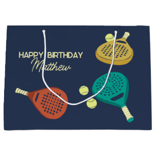 Padel Tennis Rackets and Balls Personalised Large Gift Bag