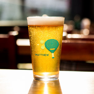 Padel Tennis Rackets and Balls Personalized Glass