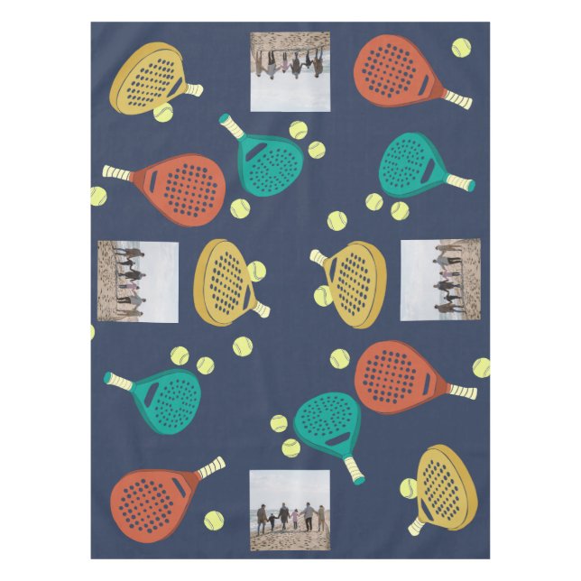 Padel Tennis Themed Custom Photo Tablecloth (Front)