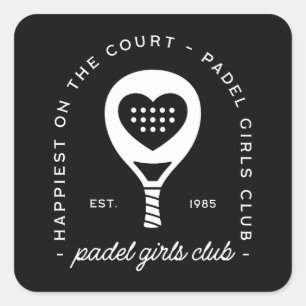 Padel women club female players square sticker